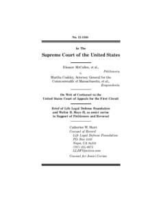 No[removed]In The Supreme Court of the United States Eleanor McCullen, et al.,