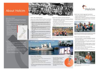 About Holcim Holcim New Zealand aggregate operations • Holcim New Zealand operates aggregate quarries in the North Island