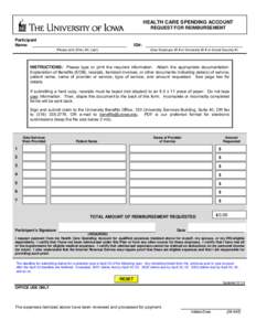 HEALTH CARE SPENDING ACCOUNT REQUEST FOR REIMBURSEMENT Participant Name: _________________________________________ Please print (First, MI, Last)