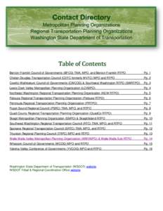 Washington State Department of Transportation / Transportation planning / Urban studies and planning / Metropolitan planning organization