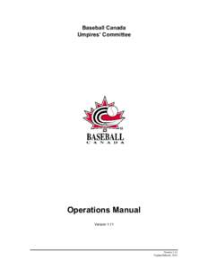 Baseball Canada Umpires’ Committee Operations Manual Version 1.11