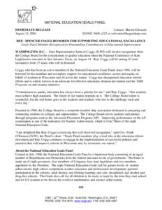 NATIONAL EDUCATION GOALS PANEL IMMEDIATE RELEASE August 13, 2001 Contact: Sherrie Edwards[removed]x223 or [removed]