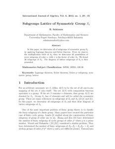 International Journal of Algebra, Vol. 6, 2012, no. 1, [removed]Subgroups Lattice of Symmetric Group S4
