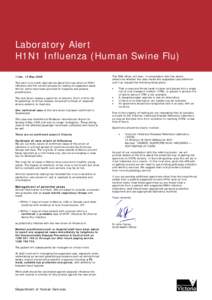 Laboratory Alert: H1N1 Influenza (Human Swine Flu)