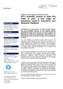 Press release  Railenium technological research institute Railenium is steering