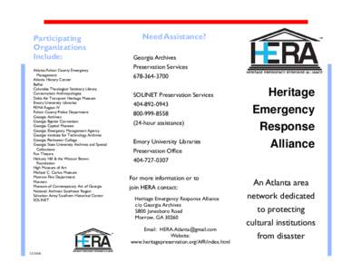 Participating Organizations Include: Atlanta-Fulton County Emergency Management Atlanta History Center