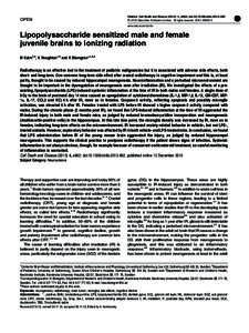 Lipopolysaccharide sensitized male and female juvenile brains to ionizing radiation