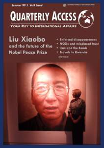 Summer 2011 Vol3 Issue1  Liu Xiaobo and the future of the Nobel Peace Prize