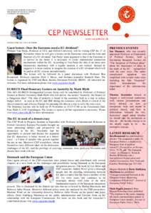 CENTRE FOR EUROPEAN POLITICS DEPARTMENT OF POLITICAL SCIENCE UNIVERSITY OF COPENHAGEN NEWSLETTER NO, OCTOBER