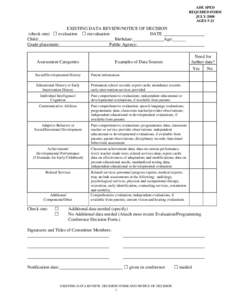 Microsoft Word - EXISTING DATA REVIEW, DECISION FORM AND NOTICE OF DECISION.d.doc