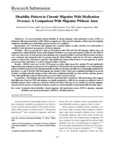 Disability Pattern in Chronic Migraine With Medication Overuse: A Comparison With Migraine Without Aura