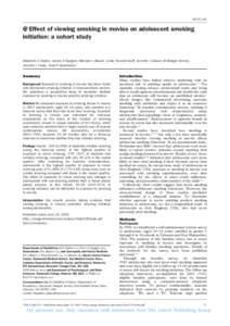 ARTICLES  Effect of viewing smoking in movies on adolescent smoking initiation: a cohort study  Madeline A Dalton, James D Sargent, Michael L Beach, Linda Titus-Ernstoff, Jennifer J Gibson, M Bridget Ahrens,