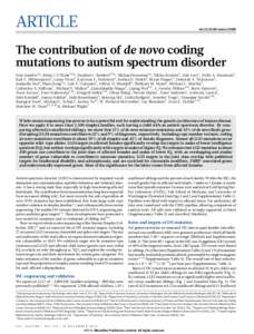 ARTICLE  doi:nature13908 The contribution of de novo coding mutations to autism spectrum disorder