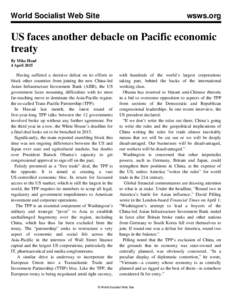World Socialist Web Site  wsws.org US faces another debacle on Pacific economic treaty