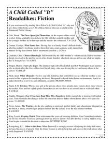 Child Called It Readalikes Fiction.pub