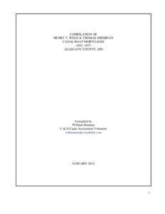 COMPILATION OF HENRY T. WELD & THOMAS SHERIDAN CANAL BOAT MORTGAGESALLEGANY COUNTY, MD