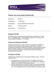 Scottis h Parliament Infor mation C entre l ogo  Children and Young People (Scotland) Bill Bill Number:  SP Bill 27