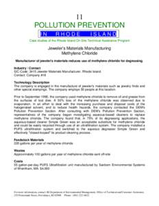 RI DEM/OTCA- Pollution Prevention Case Study, Manufacturer of jeweler's materials reduces use of methylene chloride for degreasing.