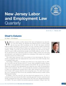 New Jersey Labor and Employment Law Quarterly Vol. 35, No. 2 — FebruaryChair’s Column