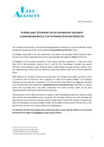 TH  18 DECEMBER 2012 EUROALLIAGES’ STATEMENT ON THE EXPLANATORY DOCUMENT ACCOMPANYING ARTICLE 7 OF THE ENERGY EFFICIENCY DIRECTIVE