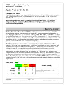 JPSS Proving Ground Periodic Reporting Project Team: OceanWatch Reporting Period: Jan[removed]Mar 2013