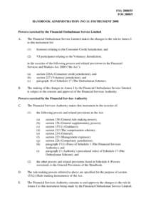 [removed]: Handbook Administration (No 11) Instrument 2008