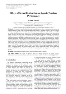 American Journal of Public Health Research, 2014, Vol. 2, No. 6, [removed]Available online at http://pubs.sciepub.com/ajphr/2/6/5 © Science and Education Publishing DOI:[removed]ajphr[removed]Effects of Sexual Dysfunction