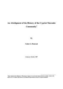 An Abridgment of the History of the Cypriot Maronite Community1