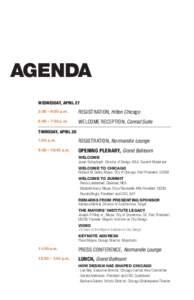 AGENDA WEDNESDAY, APRIL 27 3:00 – 6:00 p.m.