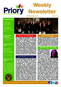 Weekly Newsletter 9th December 2011				  Issue 12