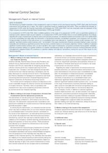 Internal Control Section Management’ s Report on Internal Control NOTE TO READERS: s report on internal control over financial reporting “ ( ICFR”