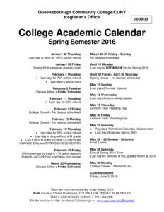 Queensborough Community College/CUNY Registrar’s OfficeCollege Academic Calendar
