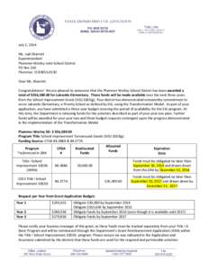 July 2, 2014 Ms. Judi Sharrett Superintendent Plummer-Worley Joint School District PO Box 130 Plummer, ID[removed]