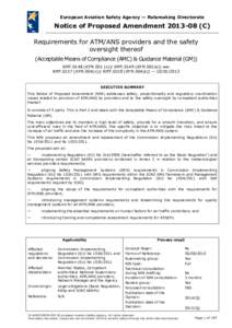 European Aviation Safety Agency — Rulemaking Directorate  Notice of Proposed Amendment[removed]C) Requirements for ATM/ANS providers and the safety oversight thereof (Acceptable Means of Compliance (AMC) & Guidance Ma