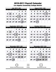 [removed]Payroll Calendar  Los Angeles Community College District July[removed]Sun