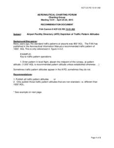 ACF-CG RD[removed]AERONAUTICAL CHARTING FORUM Charting Group Meeting 13-01 – April 24-25, 2013 RECOMMENDATION DOCUMENT