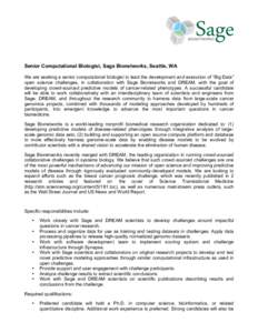 Formal sciences / Applied mathematics / Bioinformatics / Systems biology / Science / Open science / Sage Bionetworks