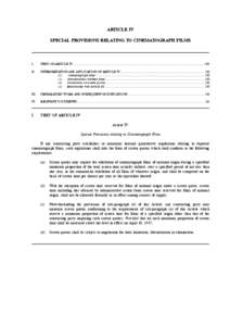 ARTICLE IV SPECIAL PROVISIONS RELATING TO CINEMATOGRAPH FILMS I.  TEXT OF ARTICLE IV .......................................................................................................................................