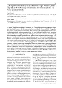 63  A Herpetofaunal Survey of the Boehler Seeps Preserve, with Reports of New County Records and Recommendations for Conservation Efforts Tim Patton