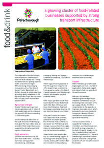 food&drink  a growing cluster of food-related businesses supported by strong transport infrastructure