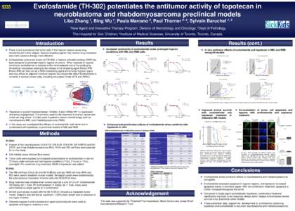 5333  Evofosfamide (TH-302) potentiates the antitumor activity of topotecan in neuroblastoma and rhabdomyosarcoma preclinical models Libo