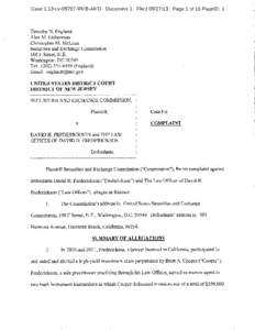 SEC Complaint: David H. Frederickson and The Law Offices of David H. Frederickson