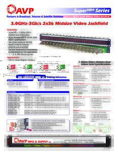 HDTV 2x36 Midsize Video Jackfield  3.0GHz-3Gb/s 2x36 Midsize Video Jackfield Featuring: • SuperHD+ 3.0GHz-3Gb/s midsize dual video jacks