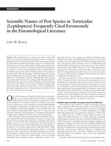 RESEARCH  Scientiﬁc Names of Pest Species in Tortricidae