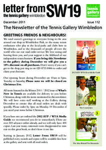 letter fromSW19 the tennis gallery wimbledon December[removed]Issue 112