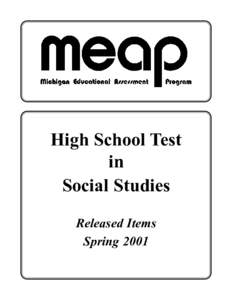 High School Test in Social Studies Released Items Spring 2001
