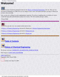The History of Chemical Engineering  Welcome!