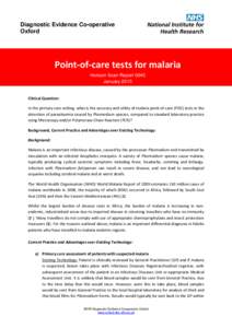 Diagnostic Evidence Co-operative Oxford Cooperative Oxford HR Diagnostics Evidence Cooperative Oxford  Point-of-care tests for malaria