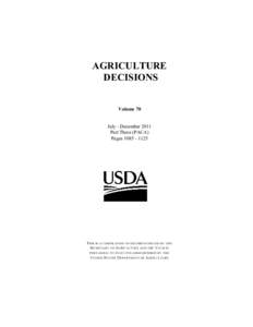 AGRICULTURE DECISIONS Volume 70 July - December 2011 Part Three (PACA)