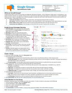 Google Groups Quick Reference Guide Recommended Browsers - Enable Cookies & JavaScript  Internet Explorer 8 + Safari 4.0+